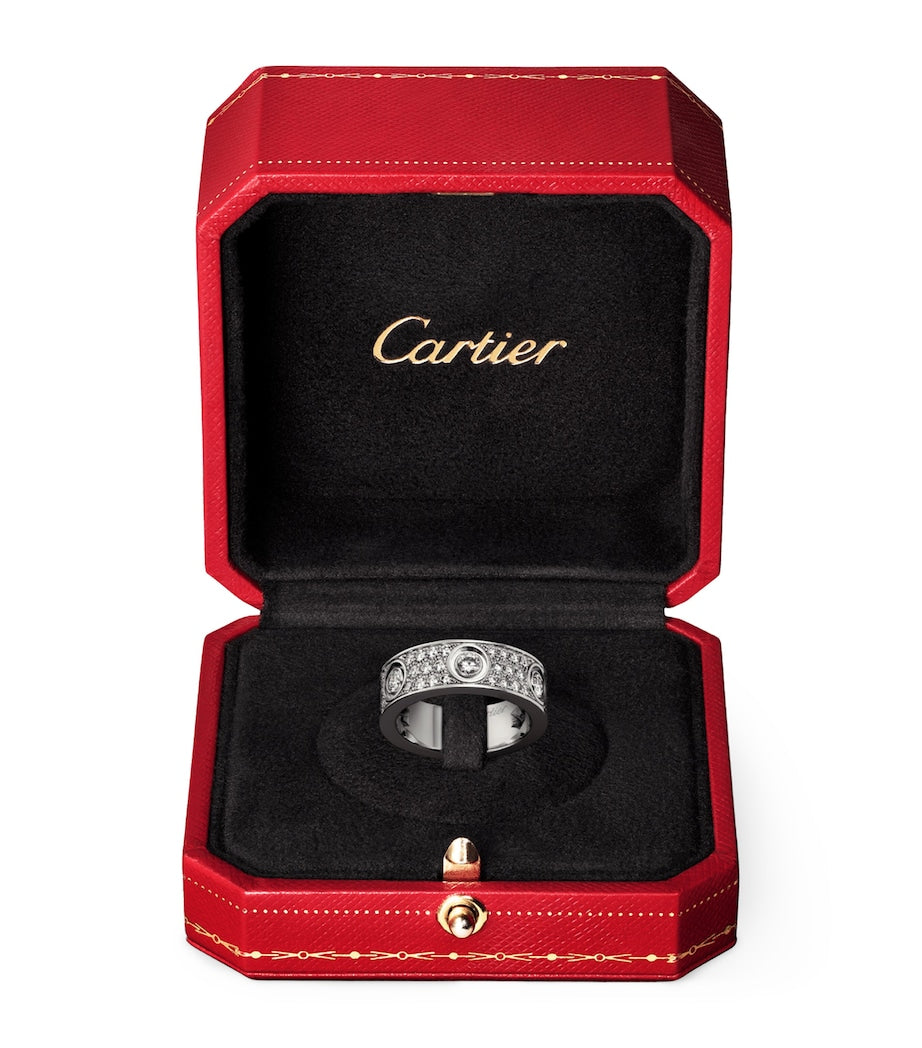 White Gold and Diamond LOVE Ring