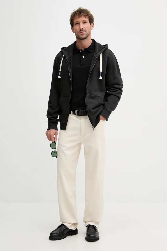 Guess erkek pamuklu kapüşonlu fermuarlı sweatshirt
