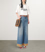 Valentino Blue Decorated-Trim Wide-Leg Jeans