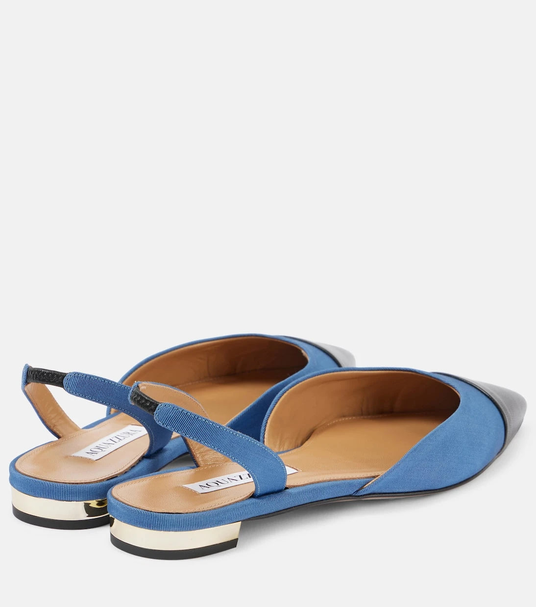 Aquazzura - Milanese leather-trimmed slingback flats