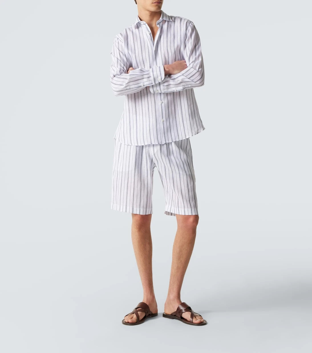 Fedeli - Striped linen Bermuda shorts