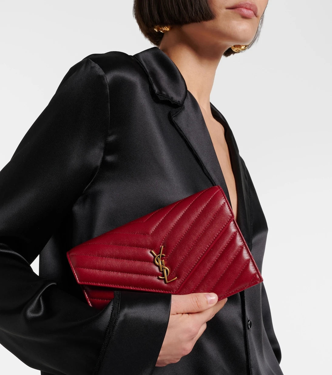 Saint Laurent - Cassandre zincirli deri cüzdan