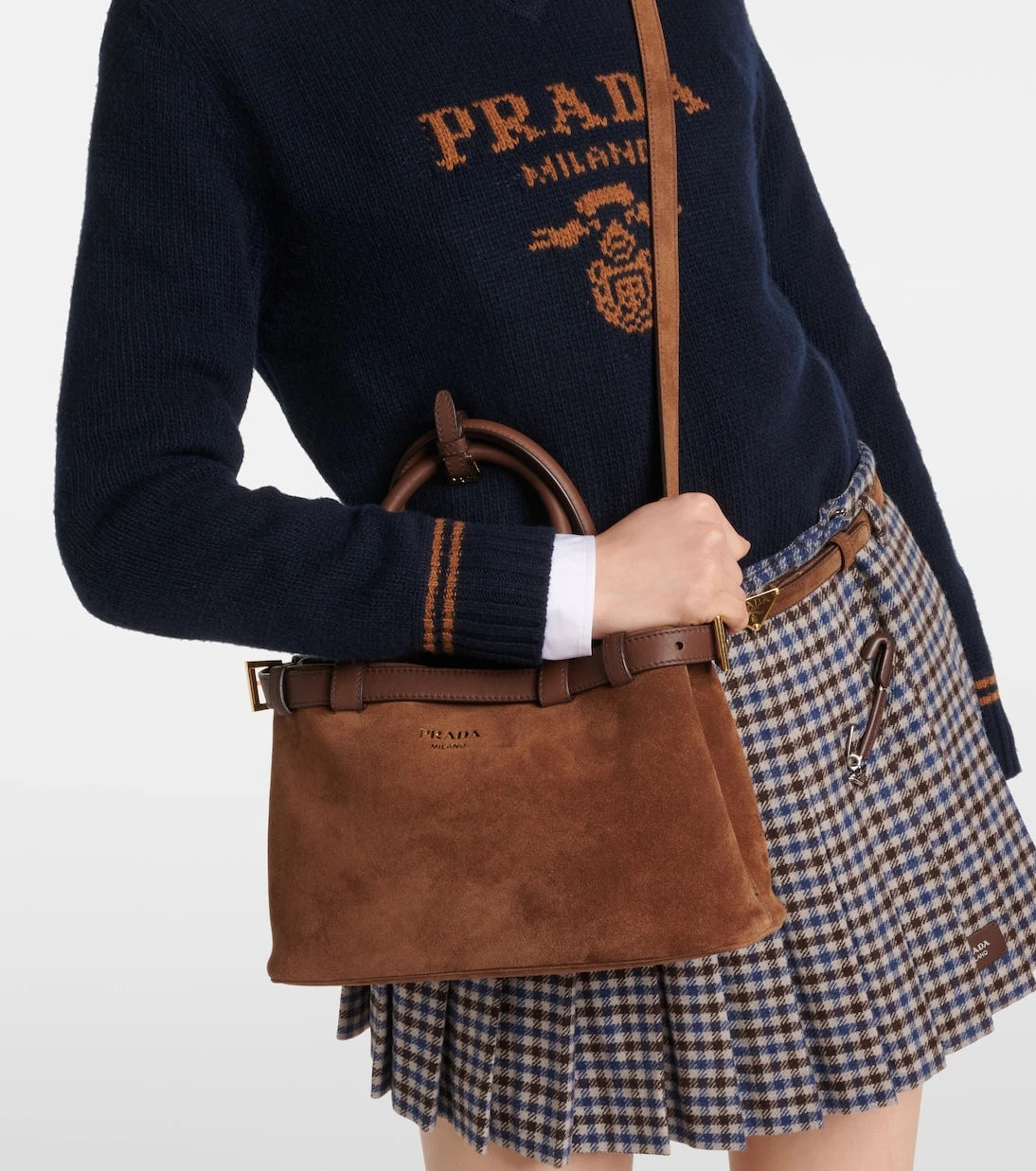Prada - Prada Buckle Small suede tote bag