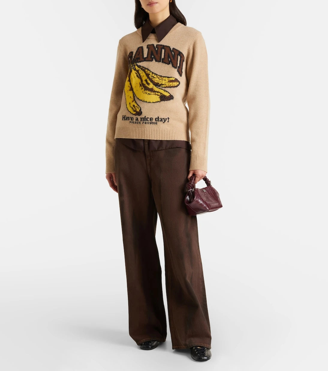 Ganni - Bou Mini croc-effect leather top-handle bag