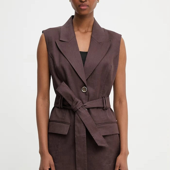 Guess tek düğmeli kadın keten blazer CARLA
