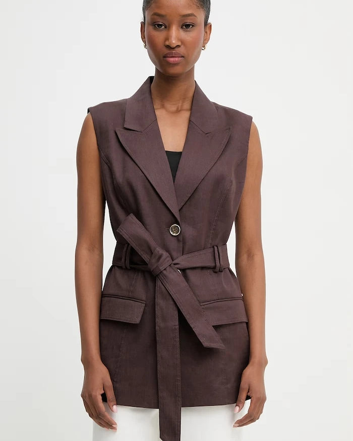 Guess tek düğmeli kadın keten blazer CARLA