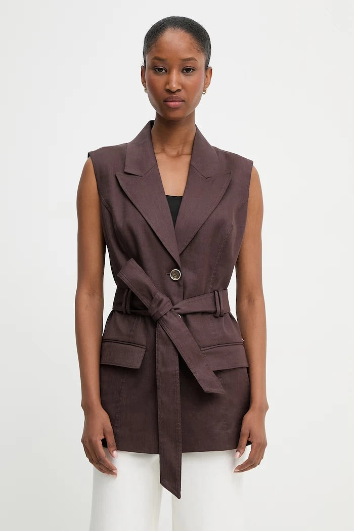 Guess tek düğmeli kadın keten blazer CARLA