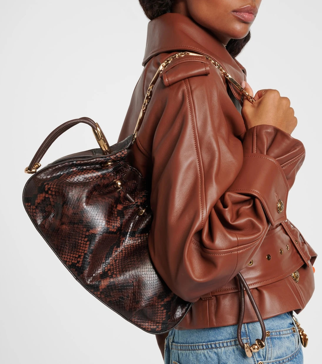 Zimmermann - Halcyon snake-effect leather shoulder bag