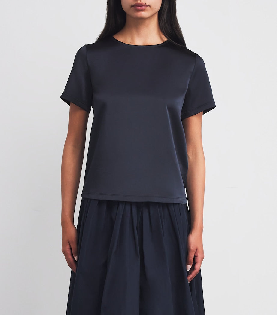 Weekend Max Mara Blue Satin-Front T-Shirt
