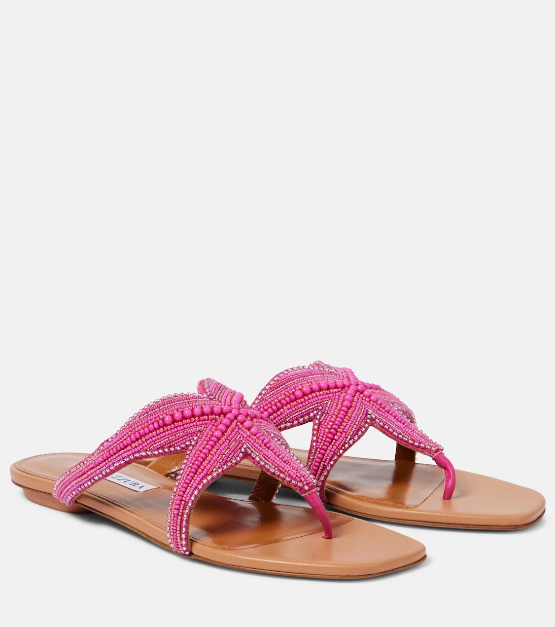 Aquazzura - صندل "ريف ستار" من الجلد المزين بالكريستال