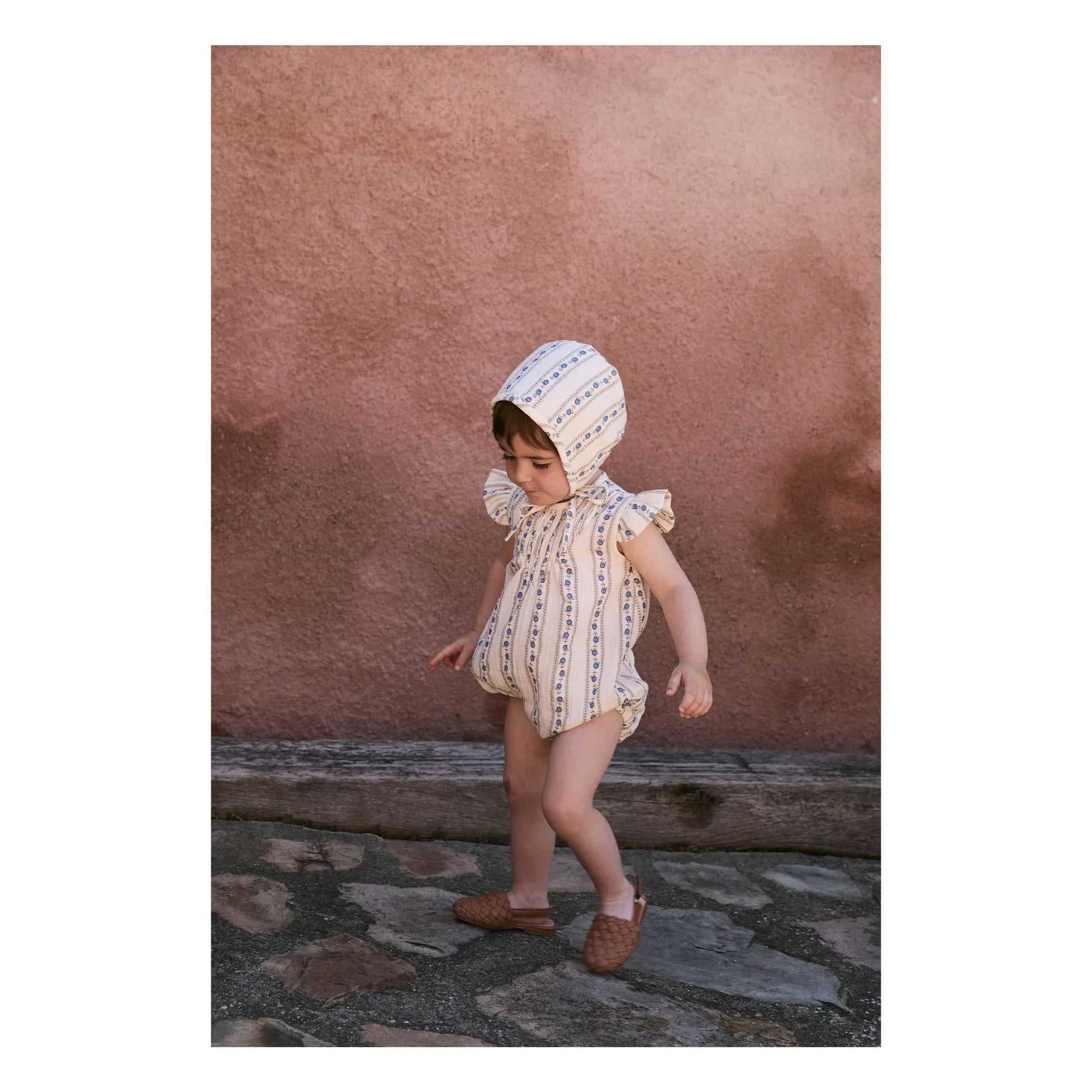birinit - Ruffled romper Sariñena Flowers Organic Cotton | Ivory