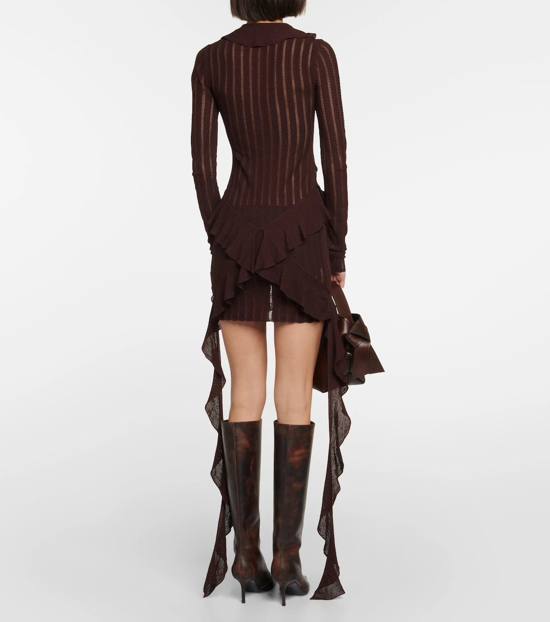 Dion Lee - Ruffled pointelle minidress