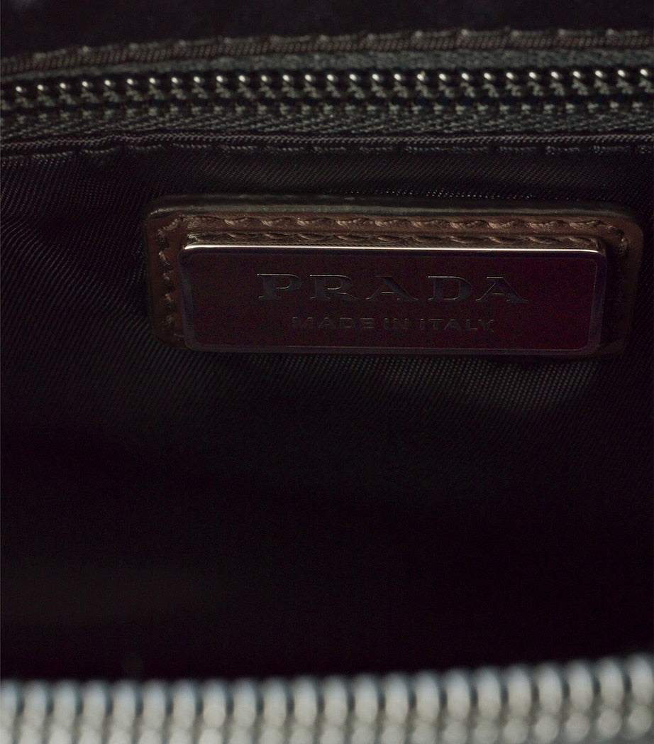 Re-Nylon and Leather Shoulder Bag