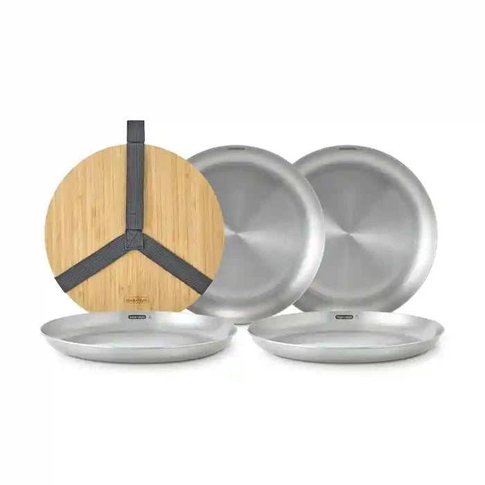 Kapaklı ve Saplı Piknik Tabak Seti Black and Blum 25 cm (4 Parça)