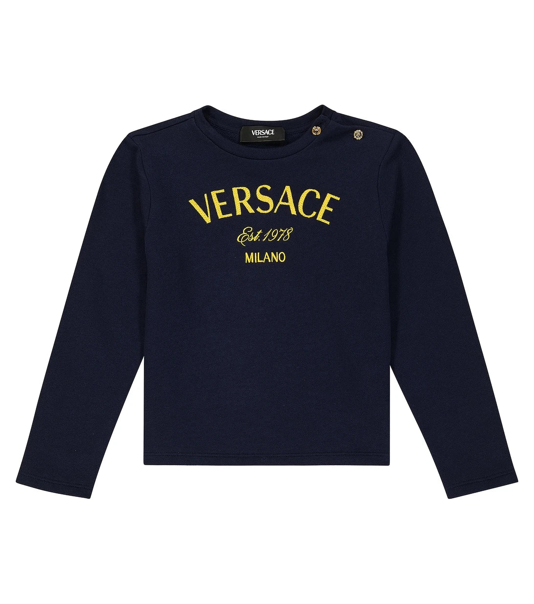 Versace Kids - سويت شيرت من قطن الجيرسيه مزين بالشعار