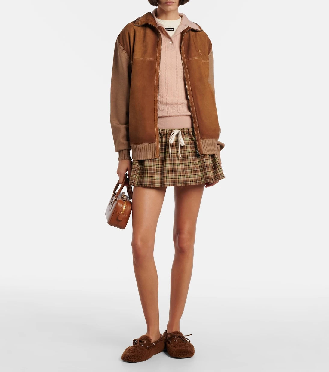 Miu Miu - Suede-trimmed shearling boat shoes