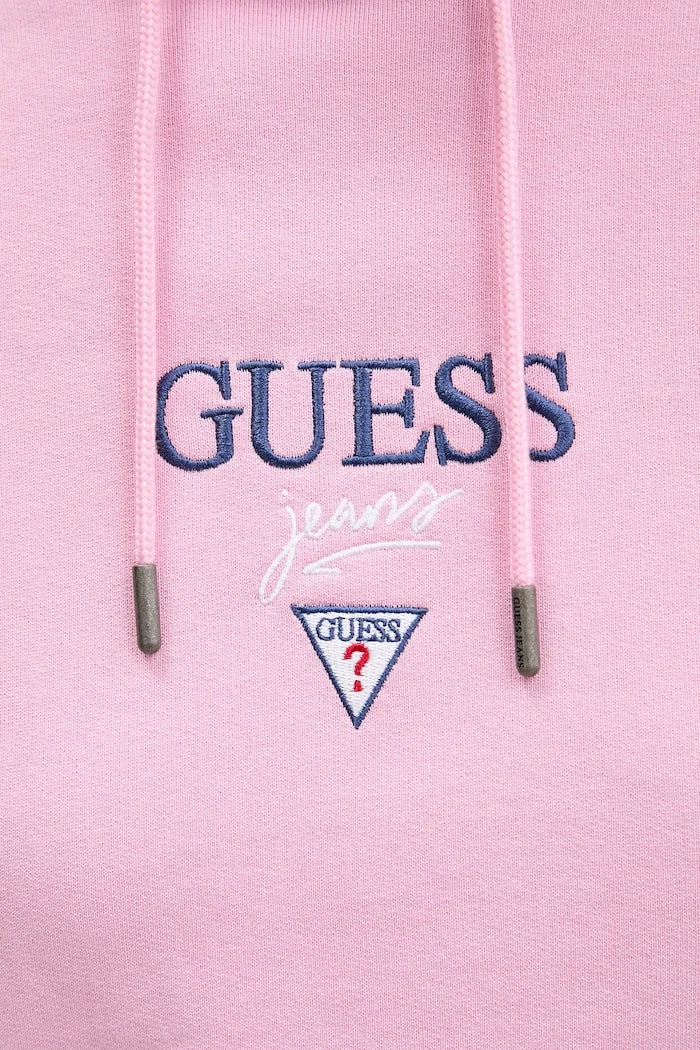 Guess Jeans kadın pamuklu kapüşonlu sweatshirt