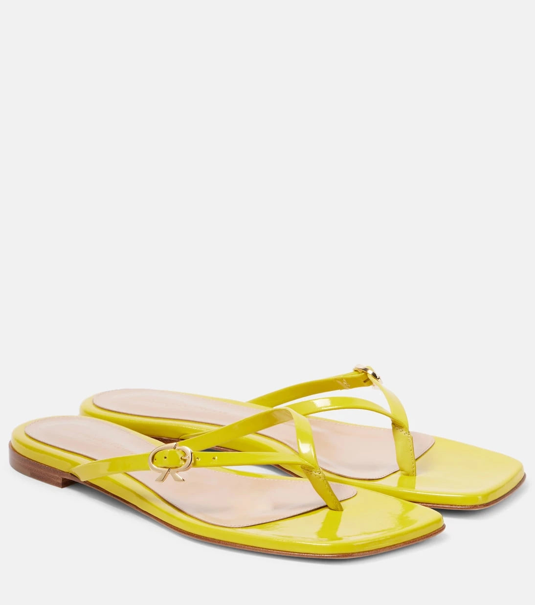 Gianvito Rossi - Ribbon patent leather thong sandals