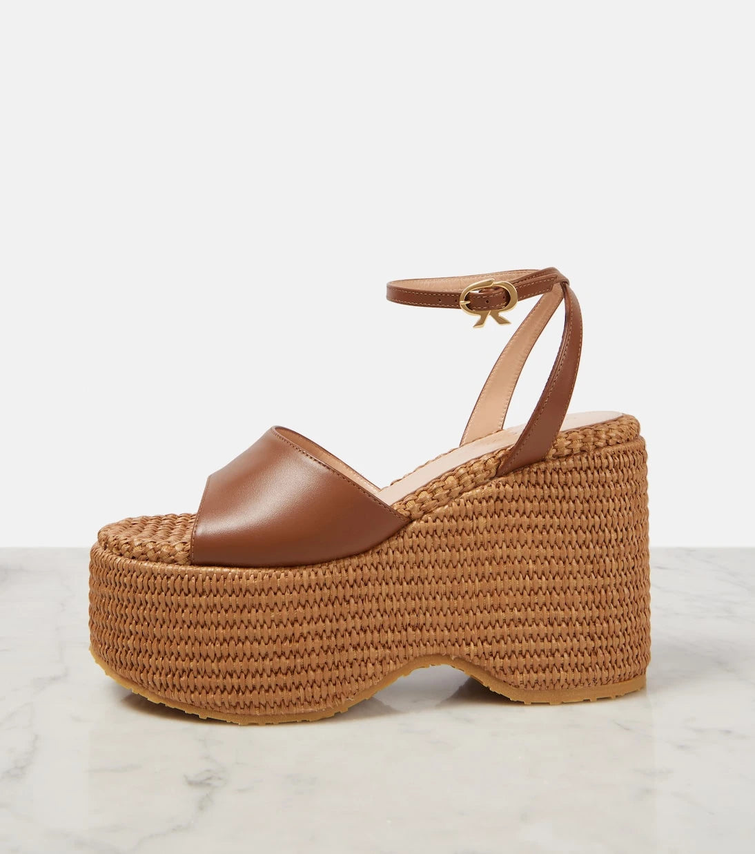 Gianvito Rossi - Leather platform espadrilles
