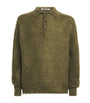 Auralee Green Super Kid Mohair-Wool Brushed Polo Sweater