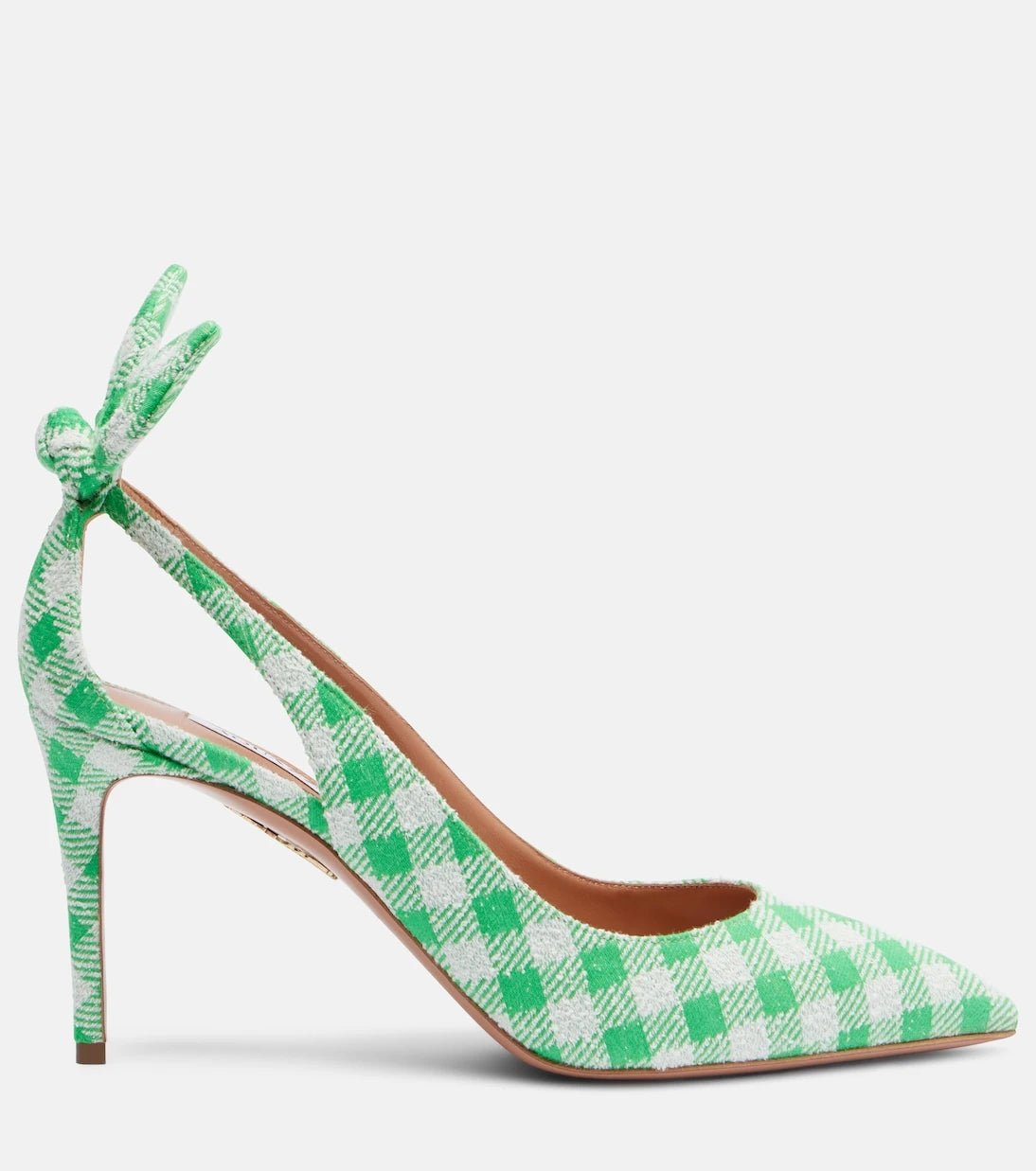 Aquazzura - Bow Tie bow-detail checked pumps