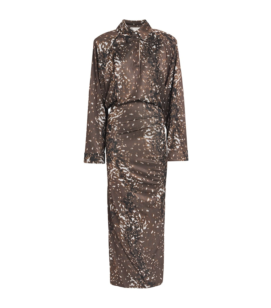 Tory Burch Brown Fawn Print Maxi Dress