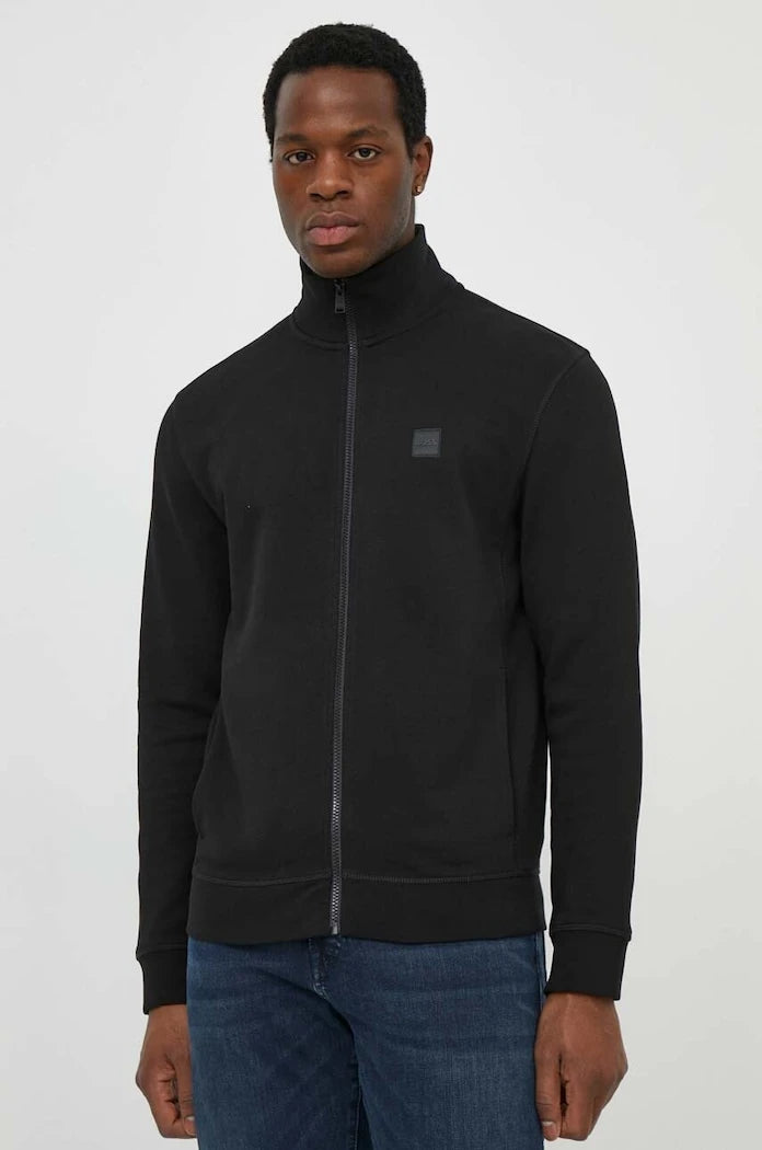 BOSS Orange pamuklu erkek fermuarlı sweatshirt Zestart