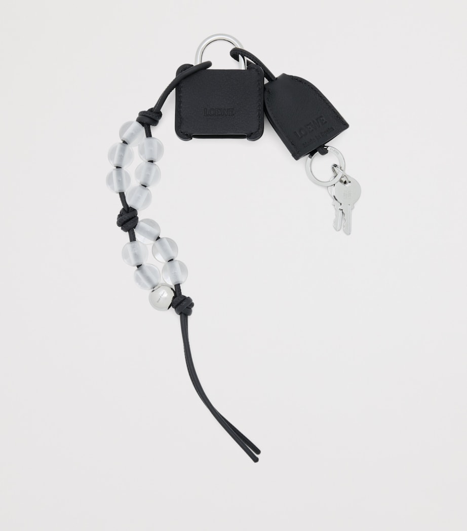 LOEWE Black Leather Amazona Padlock Bag Charm