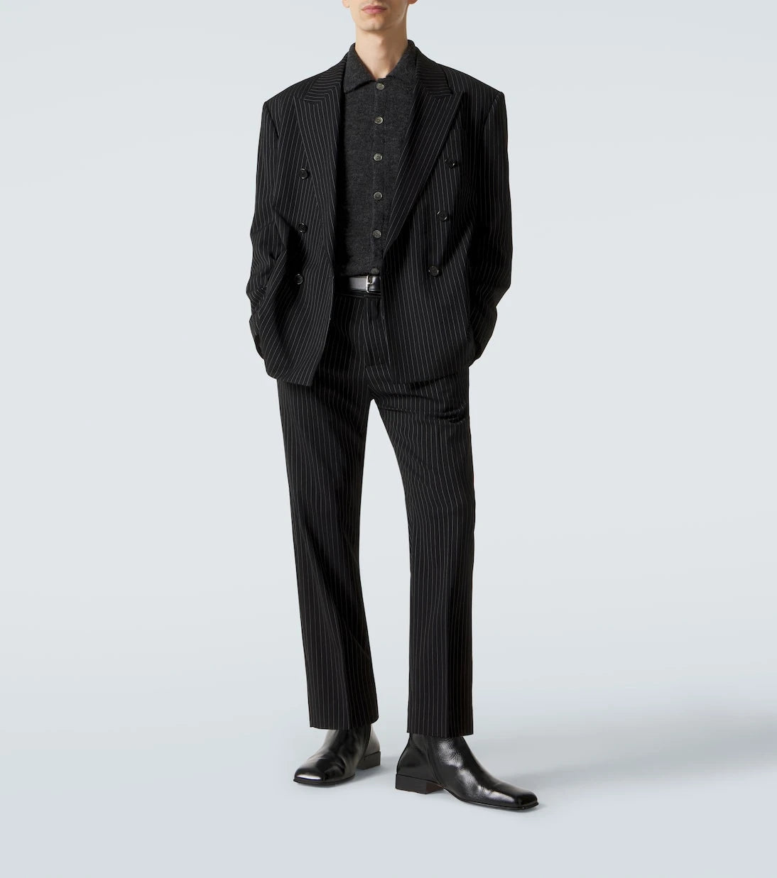 Acne Studios - بنطلون مقلّم بقصة مستقيمة