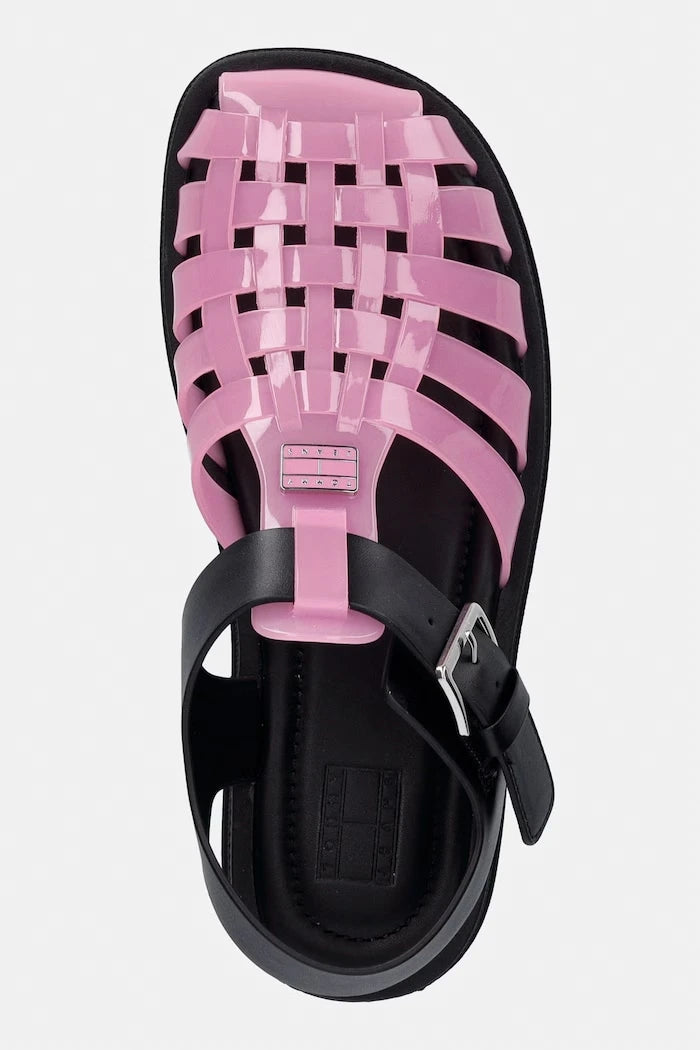 Tommy Jeans açık topuklu sandalet ayakkabı kadın TJW JELLY FISHERMAN SANDAL