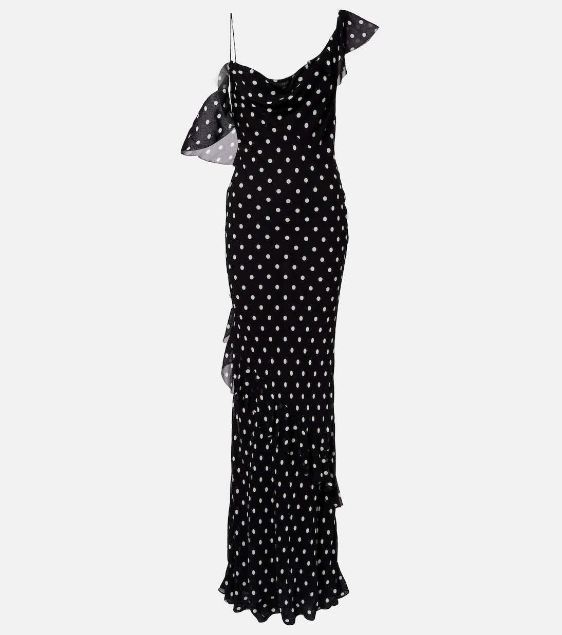 Self-Portrait - Polka-dot ruffled georgette gown