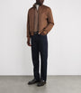 Agnona Brown Cashmere High-Neck Bomber Jacket