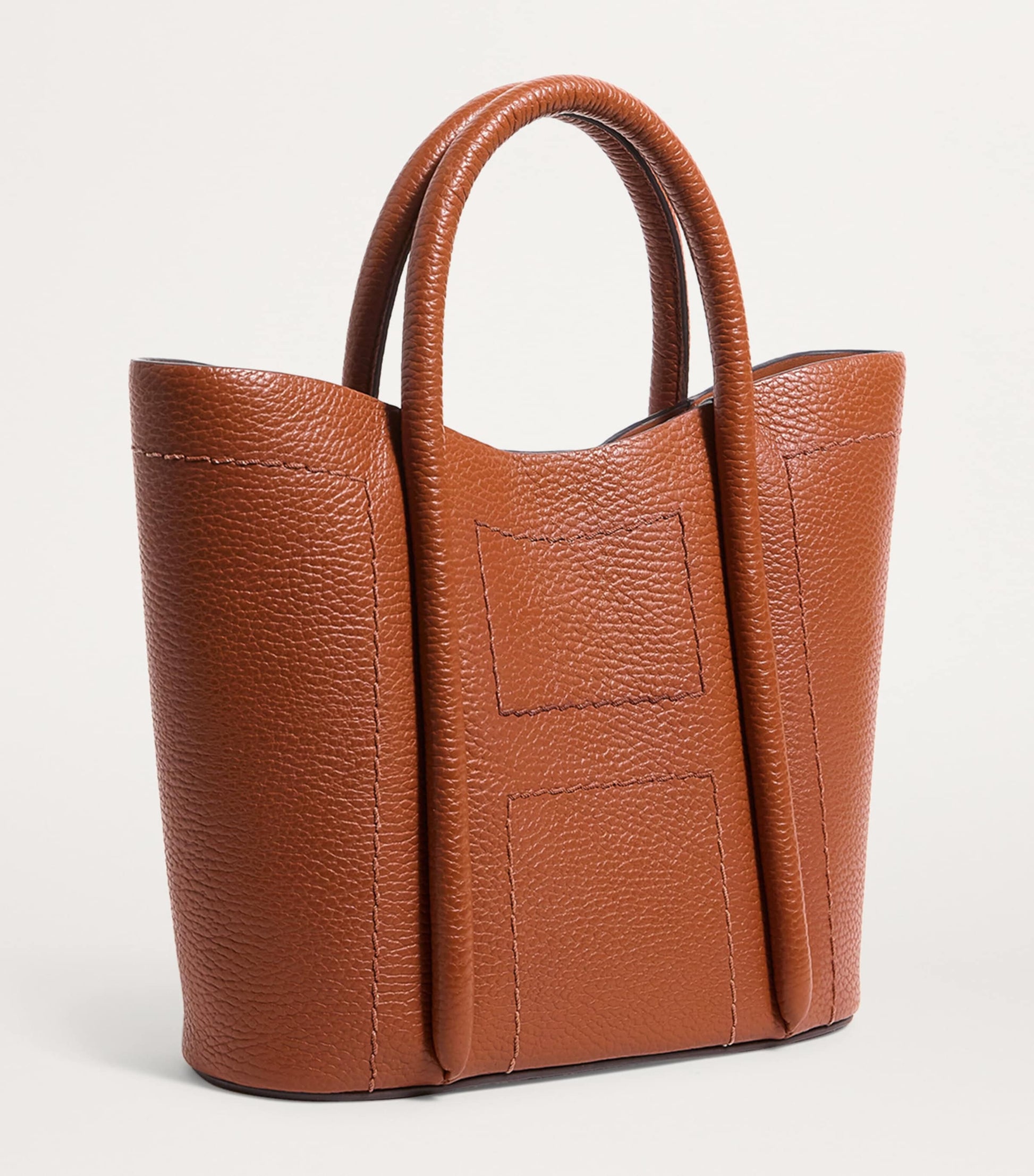 Tan Grab Leather Rope Tote Bag