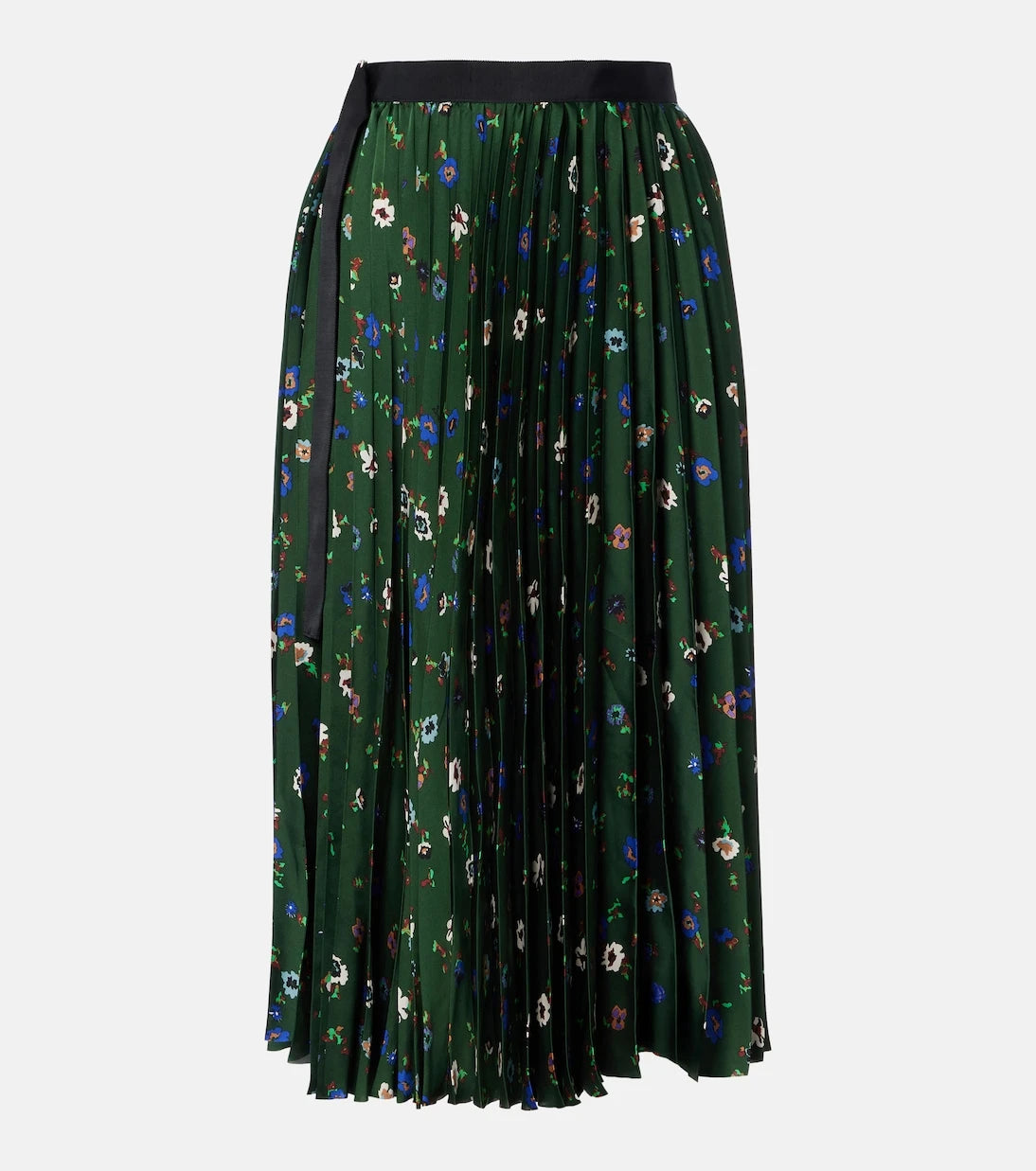 Sacai - Floral plissé satin midi skirt