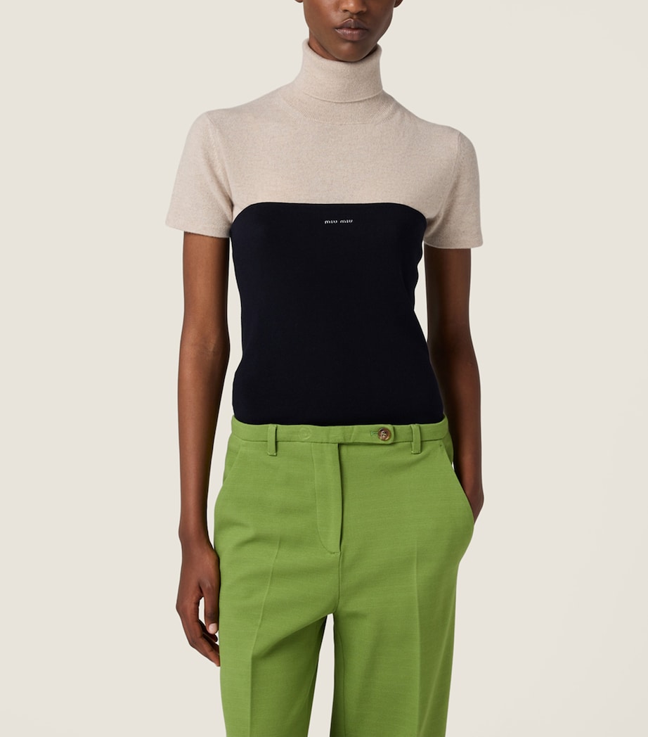 Blue Cotton Knitted Logo Tube Top