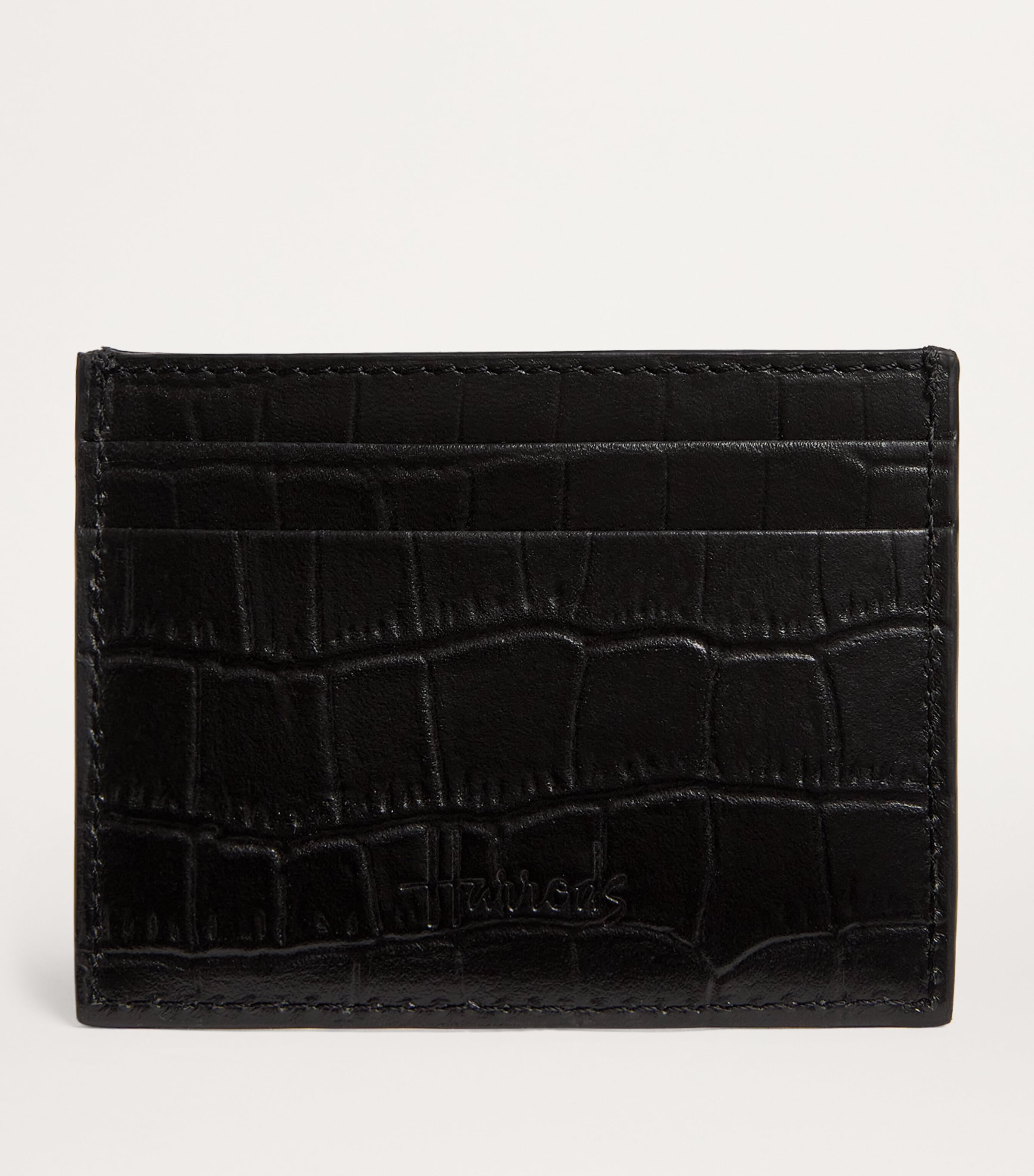 Harrods Black Croc-Embossed Leather Card Holder