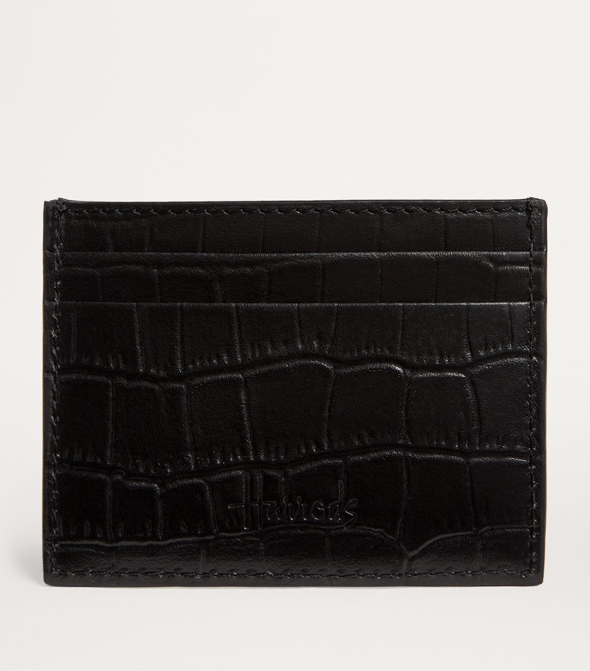 Harrods Black Croc-Embossed Leather Card Holder