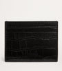 Black Croc-Embossed Leather Card Holder