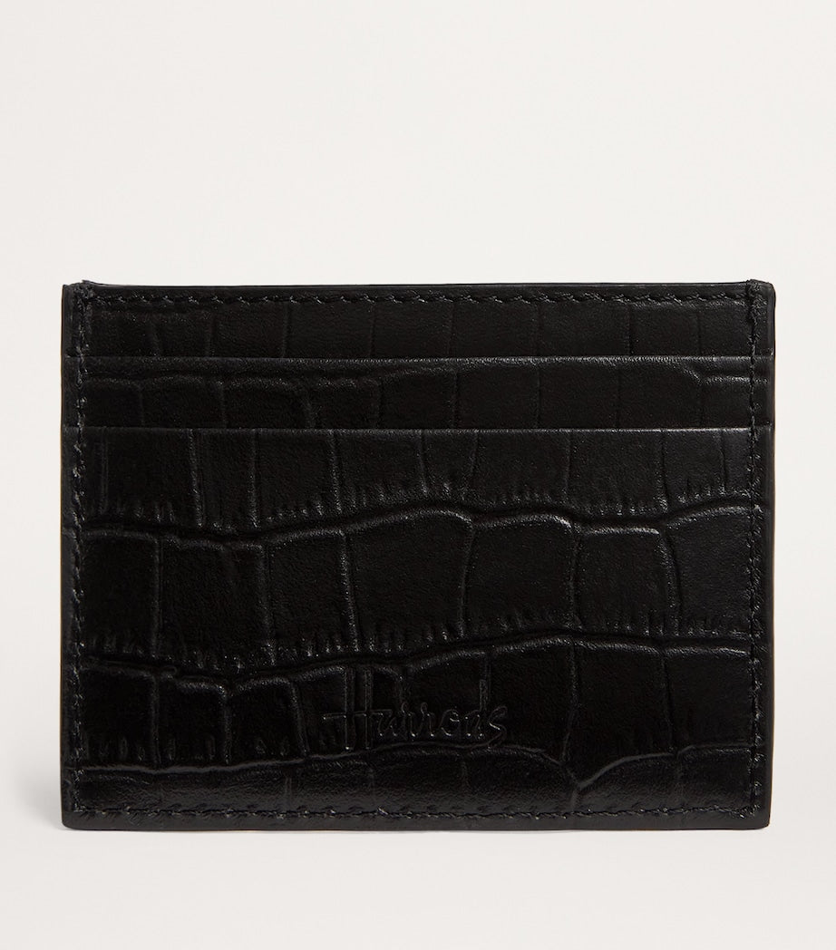 Black Croc-Embossed Leather Card Holder