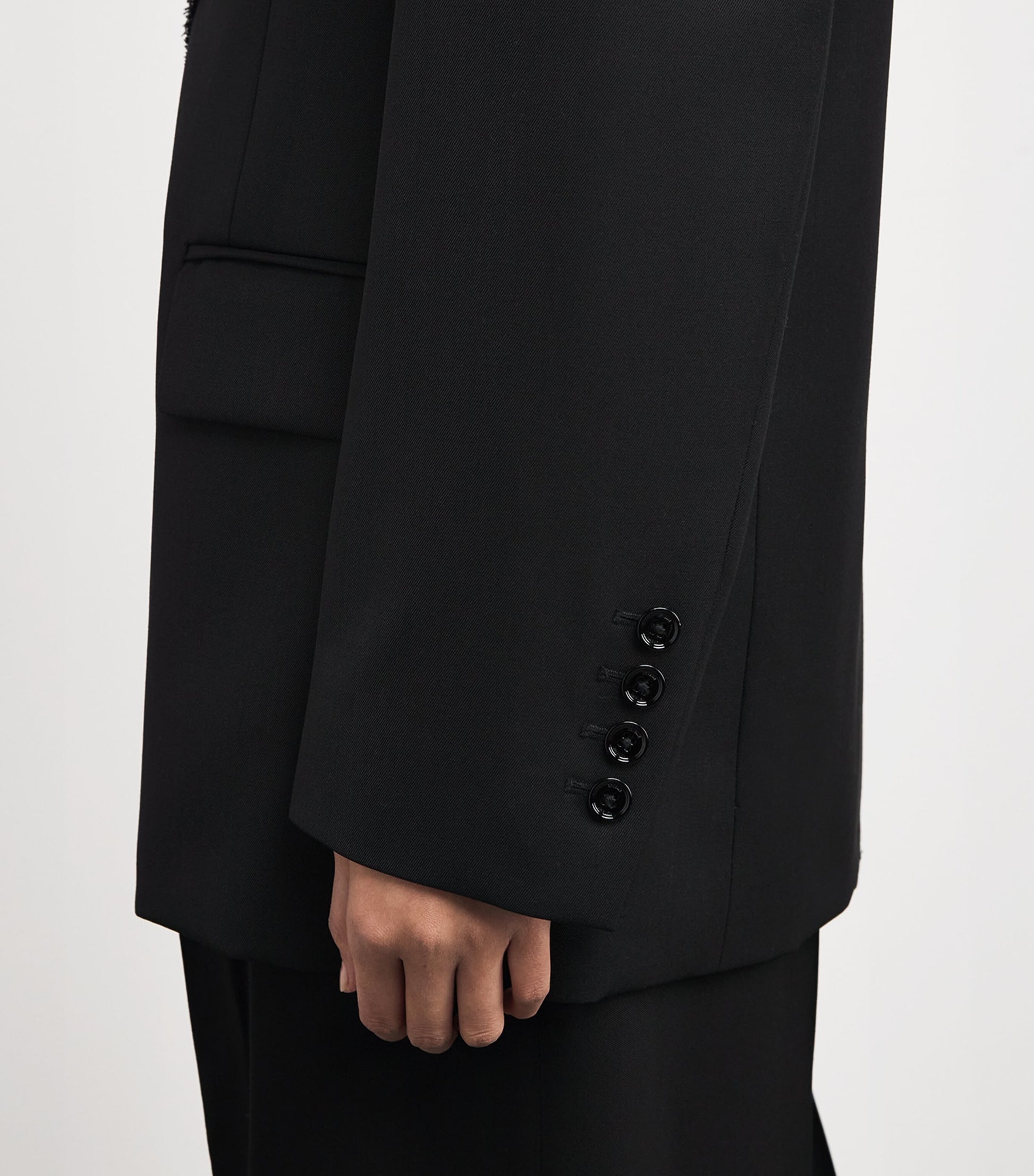 Toteme Black Wool Raw-Lapel Blazer