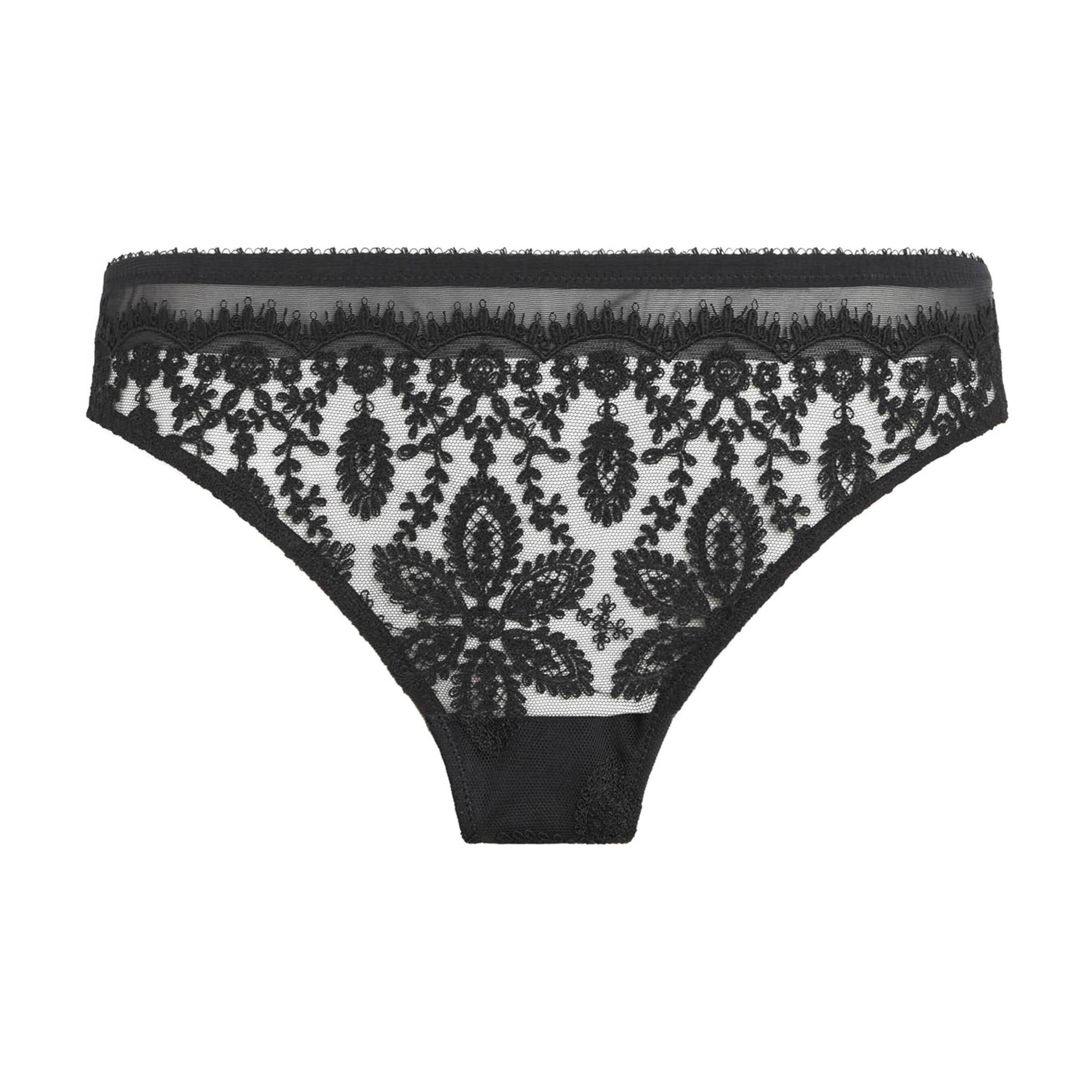 Simone Perele Black Lace Précieuse Tanga Briefs