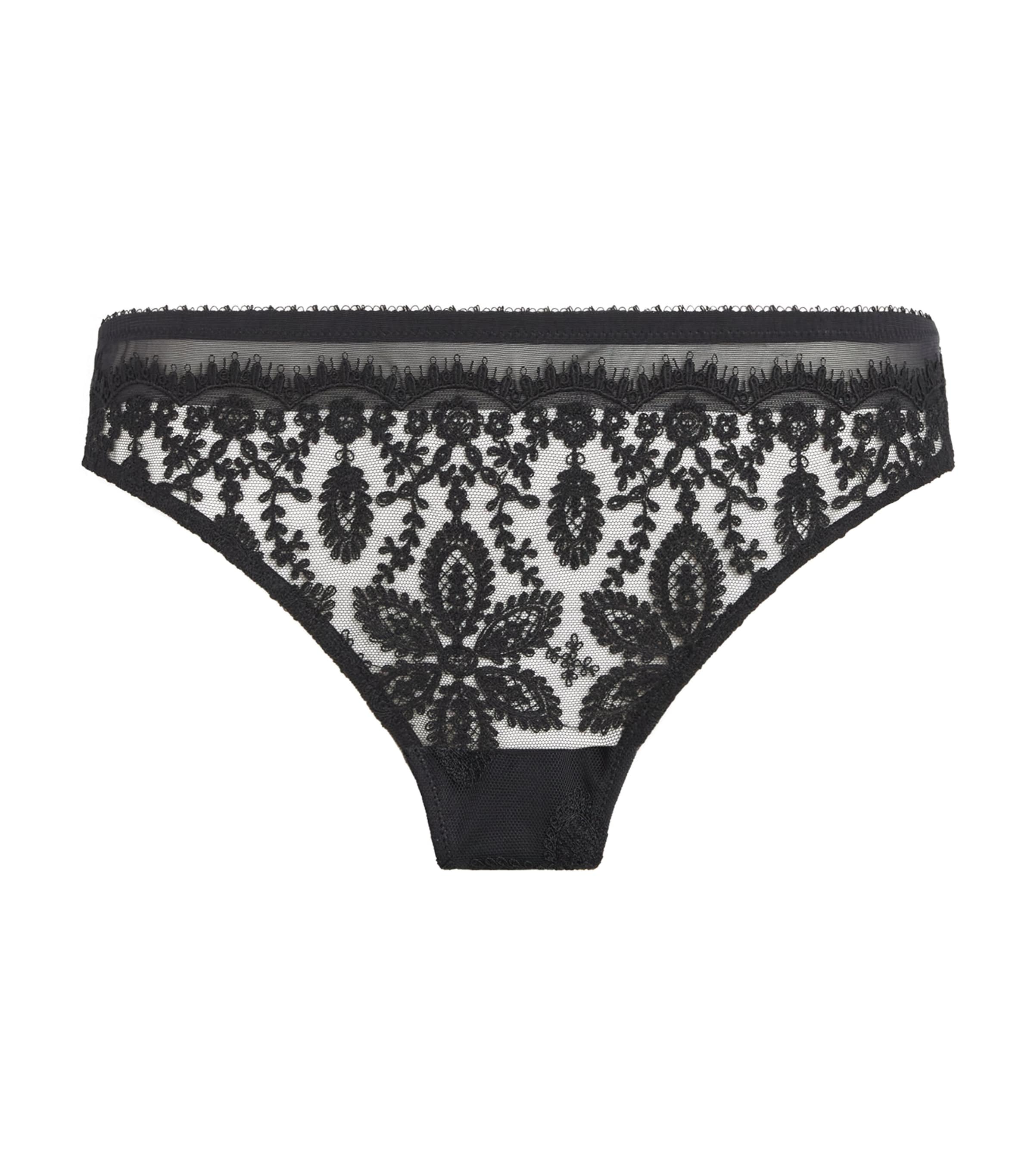 Simone Perele Black Lace Précieuse Tanga Briefs