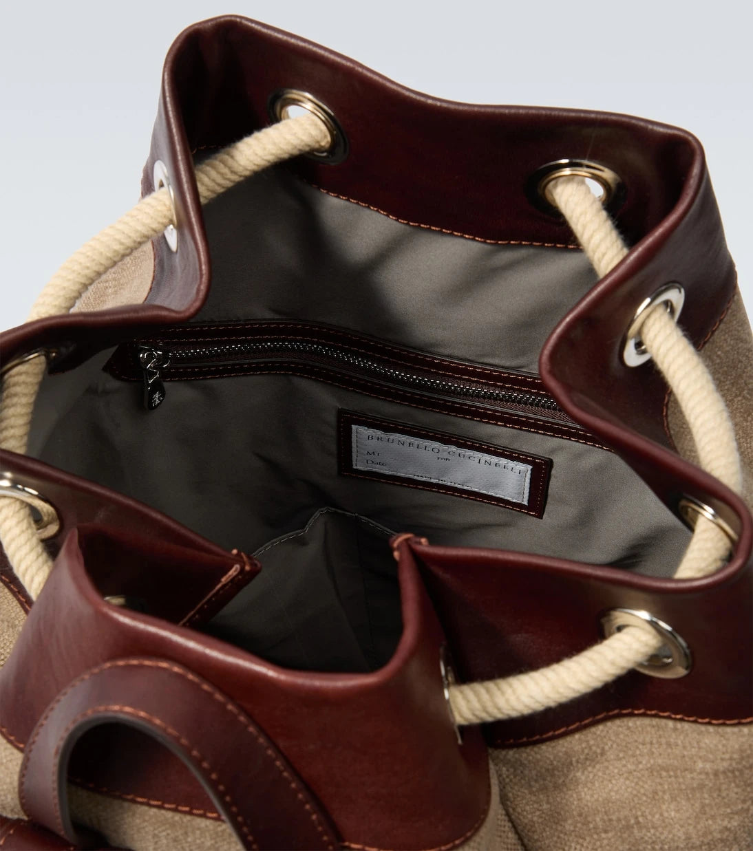 Brunello Cucinelli - Leather-trimmed canvas backpack