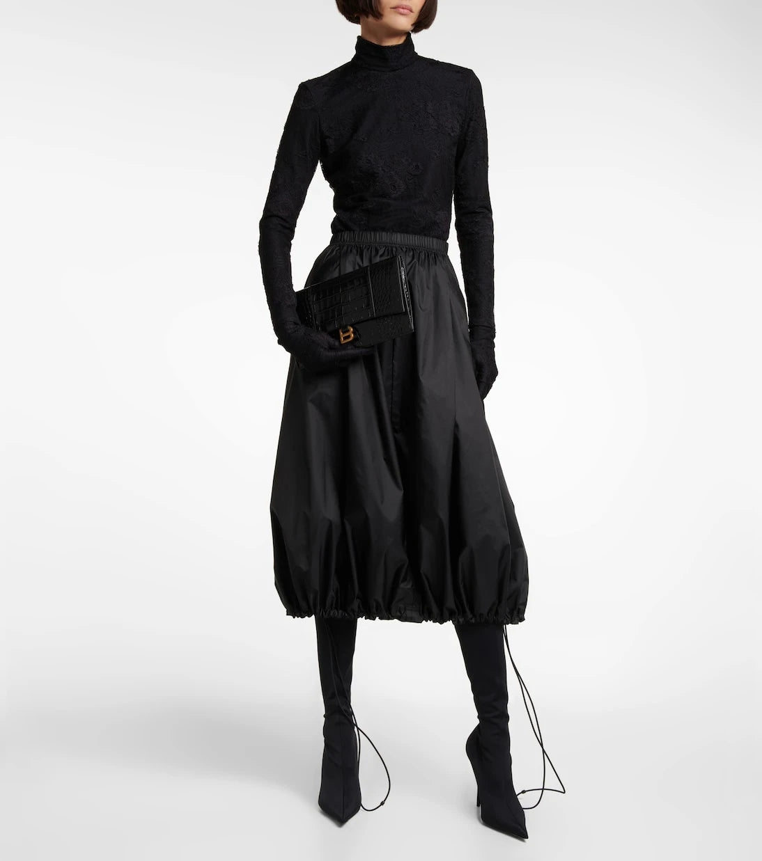 Balenciaga - Hourglass Small croc-effect leather clutch