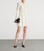 Balmain White Crocodile-Knit Flared Midi Skirt