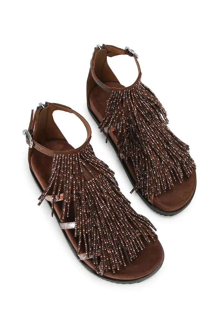 Kurt Geiger London Kadın Fringe Flat Sandal