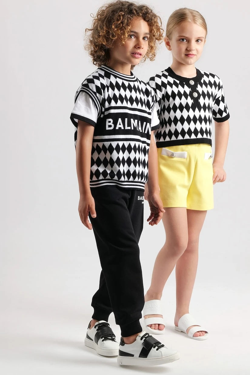 Balmain Kids - سترة صوفية بدون أكمام قطنية
