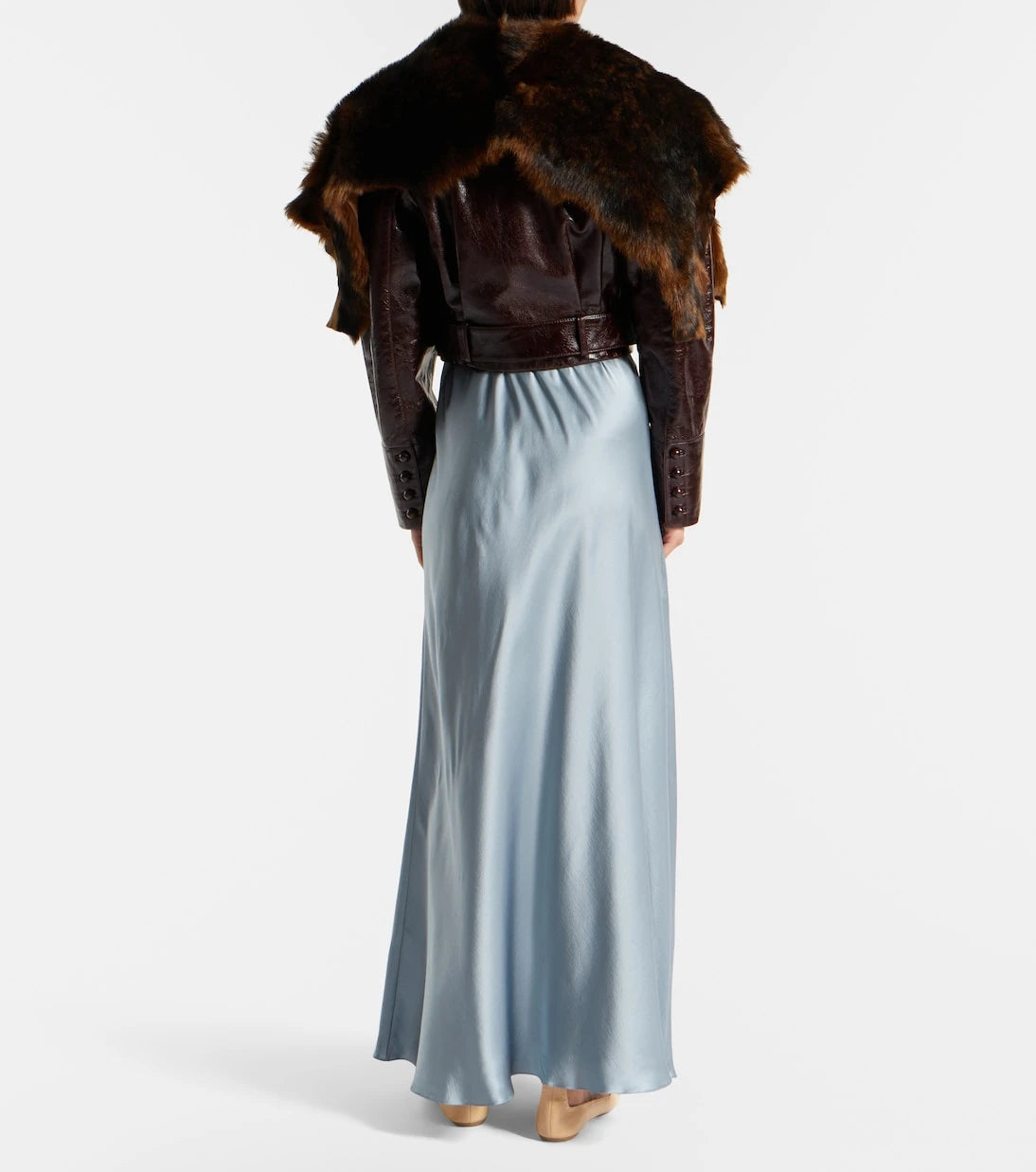 Chloé - Cropped shearling-trimmed leather jacket