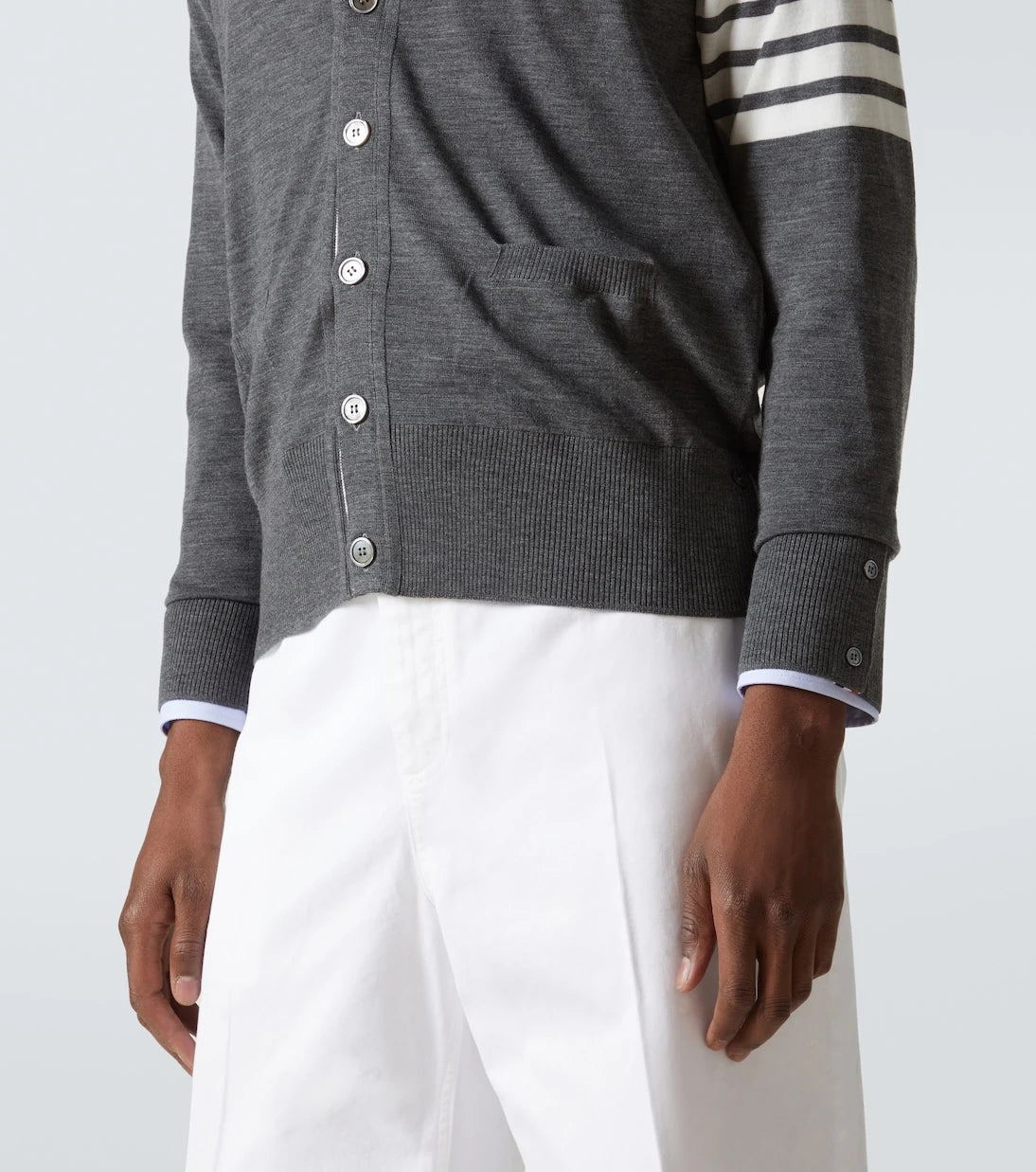 Thom Browne - كارديجان صوف مزين بشريط 4-Bar