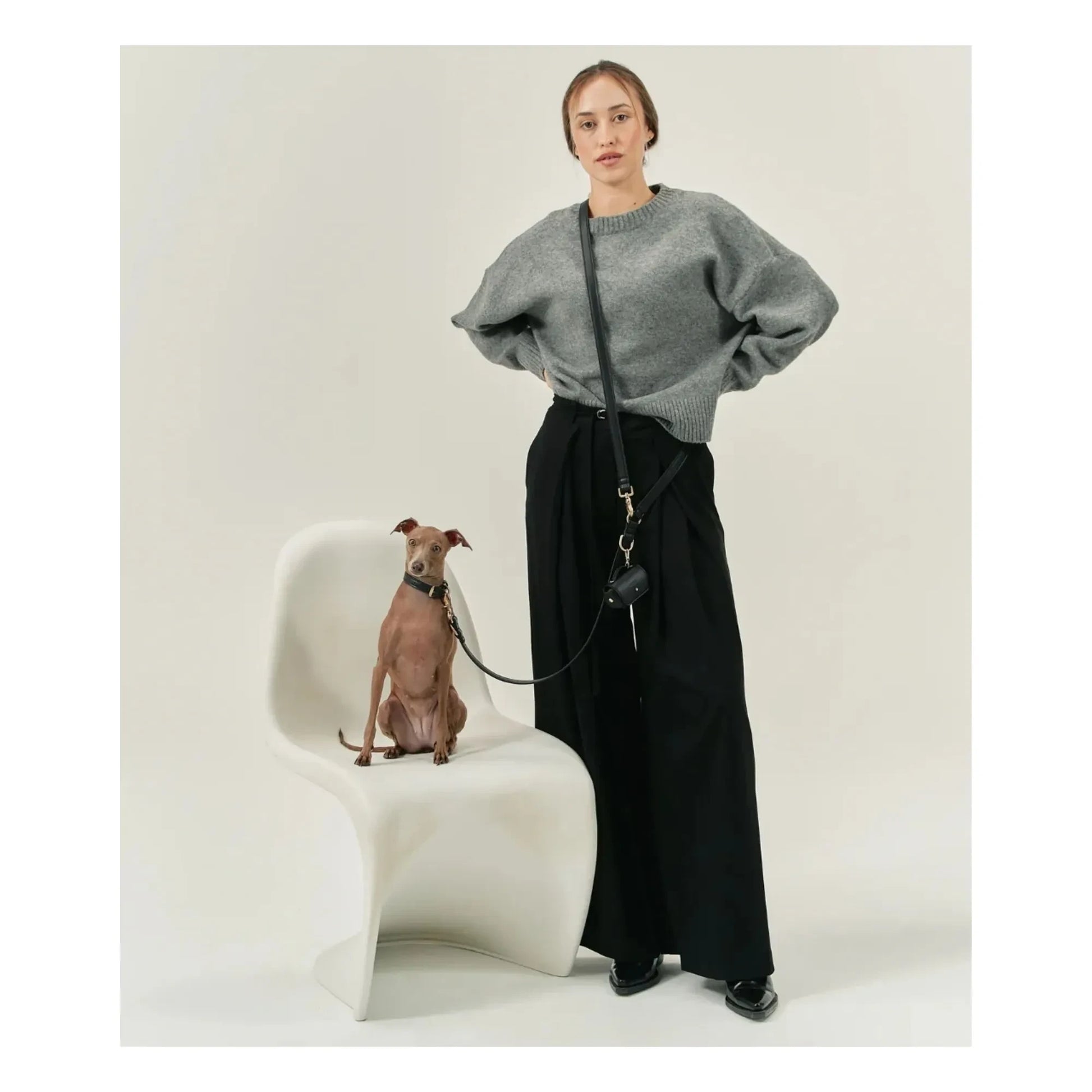 Cafide - 3 position dog leash in vegan leather | Black